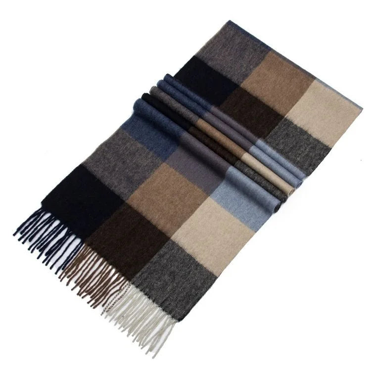 2024 New Arrival Autumn and Winter Men's Warm Pure Wool Check Scarf British Plaid Patterns Women's Scarf  30*180cm