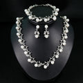 Luxury Bridal Flower Shape Imitation Pearl Jewelry Sets Wedding Accessories Gift Bridal Necklace Earring Bracelet Jewelry Sets