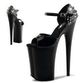 Black Fish Mouth Thin Heel Thick Bottom 20cm Super High Heel Rivet Punk Transvestite Large Sandals Stripper Heels