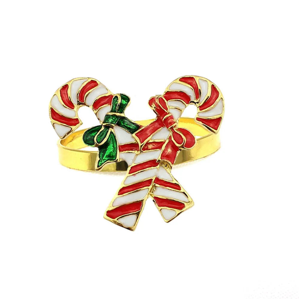 Hot Sale Luxury Metal Napkin Rings Cute Crutch Bowknot Design for Christmas and Party Table Decoration Stocked