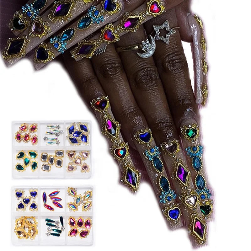 2022 Luxury Brand Logo Metal Alloy Nails Accessories Art 3D Nail Art Jewelry Zircon Decoration Planet Designer Nail Charms