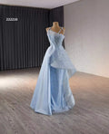 QUEENSGOWN New Sky Blue Lady Evening Party Dresses Spaghetti Straps Heavy Beaded Sleeveless Blue Maxi Length Evening Dresses