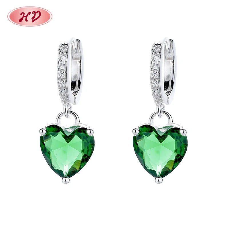 Wholesale Sterling Silver Heart Drop Earrings Featuring Bright Zircon 925 Silver Earrings