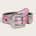Bling Custom Diamond Studded Leather Belts with Alloy Buckle High-End Branded Accessory