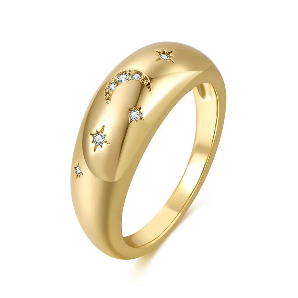 Zuola Custom Wholesale Trendy 18K Gold Plated Zircon Stellar Moon Metal Belly Ring Eco-friendly Brass Jewelry for Men
