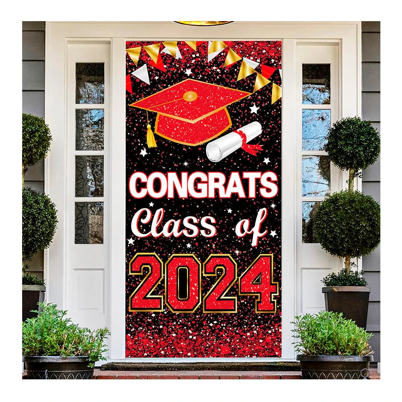 Promotional Sublimation Print Congrats Class 2024 Door Cover Banner Pennant Low Price Fiberglass Front Porch Sign Decoration