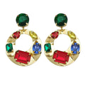 New Hot Selling Gem Statement Crystal Earrings High-quality Colorful Rhinestones Drop Earrings For Women Party Wedding Jewelry