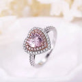 Zircon Heart-shaped Rings Size 5# to Size 10# Pink Zircon Sterling Silver Ring for Women
