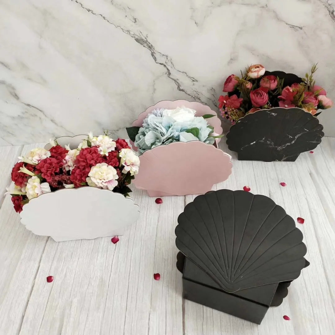 Shell Portable Flower Arrangement & Gift Box for Birthday Festivals & Teacher's Day Features Embossed Printing