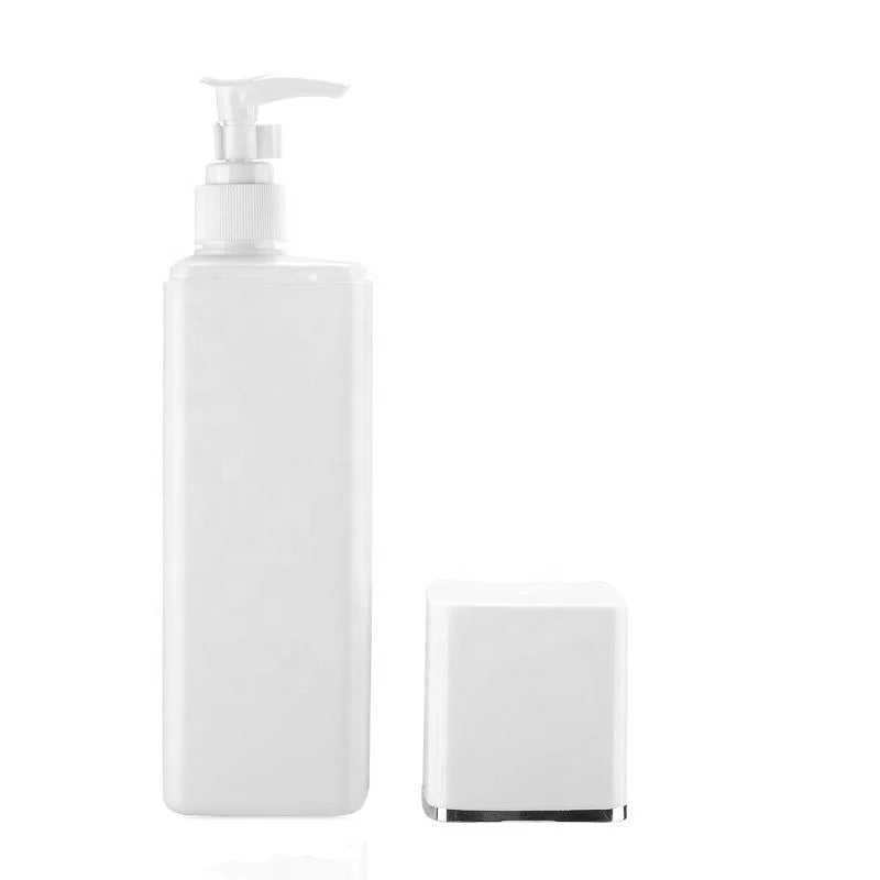 300ML 400ML 500ML Empty Conditioner Hair Shampoo Packaging White Square HDPE Hand Body Wash Dispenser Shower Gel Pump Bottle