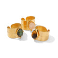 Wholesale Price 18K Gold Plated Stainless Steel Jewelry Wide Cyclic Surface Natural Stone Rings Open Size Hip Hop Unisex Rings
