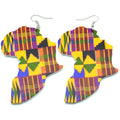 Fashion Painted Earrings Jewelry Ethnic Style Geometric Earrings Creative African Map Wooden Pendant Earrings for Women