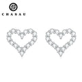 China Factory Original Design GRA Certification 2mm 0.03CT Moissanite 925 Sterling Silver Heart Stud Earrings