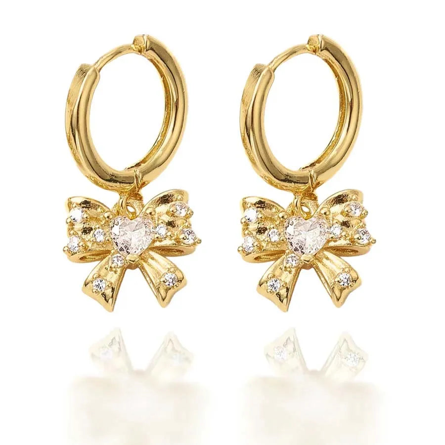 Milskye Fun Style High Quality  Fine Fashion for Women's 925 Silver 18k Gold Gorgeous Bow-shaped butterfly Hoop Earrings