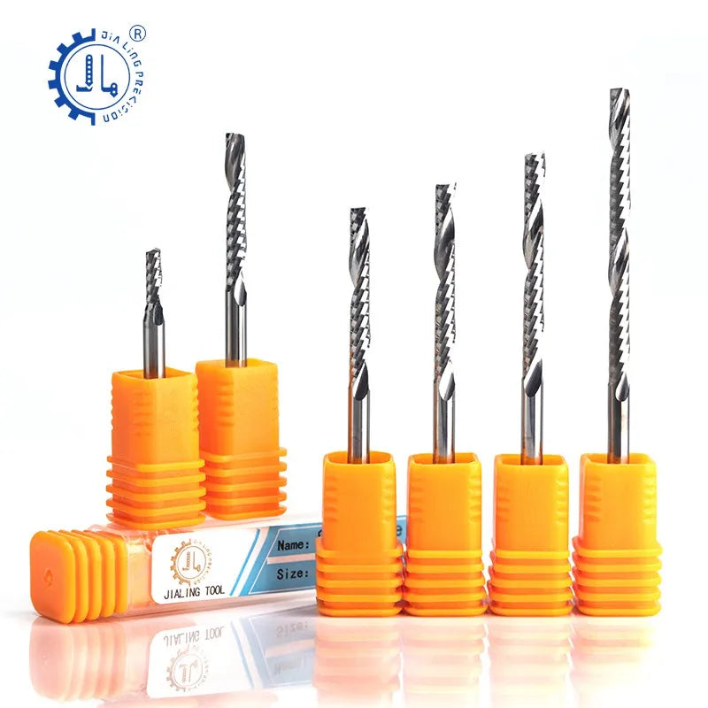 3.175 Single Flute Upcut Spiral Bit Acrylic Engraving Tool Carbide Router Bits End Milling Cutter Acrylic PVC Carving Bit Tools