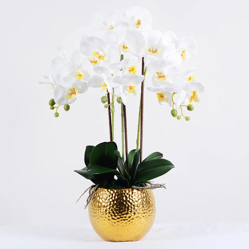 B0416 Faux Office Orchid Bonsai Pots Plant Pots Flower Vanda Orchids Plants for Home Decoration