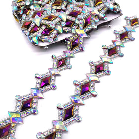 Purple Resin Stone Crystal Rhinestone Iron-On Diamond Gemstone Appliques for Dresses Shoes Gel Back Craft Bag Embroidery for