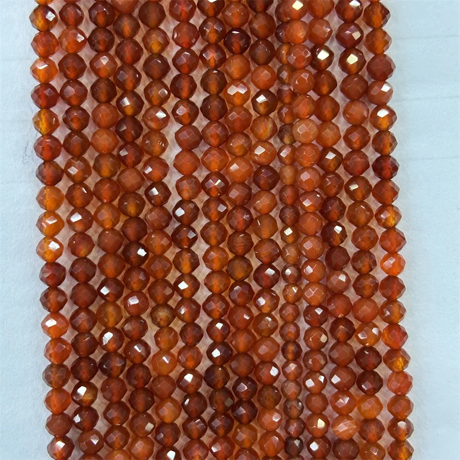 Natural Carnelian Faceted Stone Beads Loose Natural 2mm 3mm 4mm Necklace Jewelry Making Crystal Beads for Jewelry Making