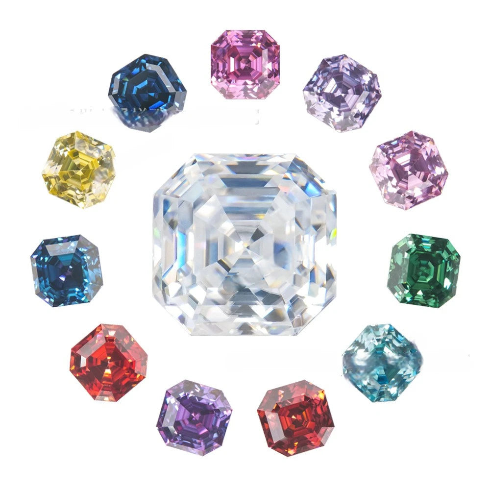 Wholesale Custom Moissanite Stone High Quality Varisized Color Asscher Cut Loose Moissanite Asscher Cut