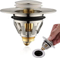 Brushed Nickel Wash Basin Bounce Drain Filter Bathroom Sink Pop up Drain Stopper