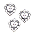 Charms Hollow Heart Cross 22x20MM Antique Bronze Silver Color Pendants DIY Making Findings Handmade Tibetan Jewelry