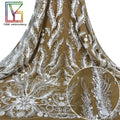 Fashion New Pattern White Bridal Net Fabrics With Beads and Sequins Net Embroidery Lace for Wedding Dress