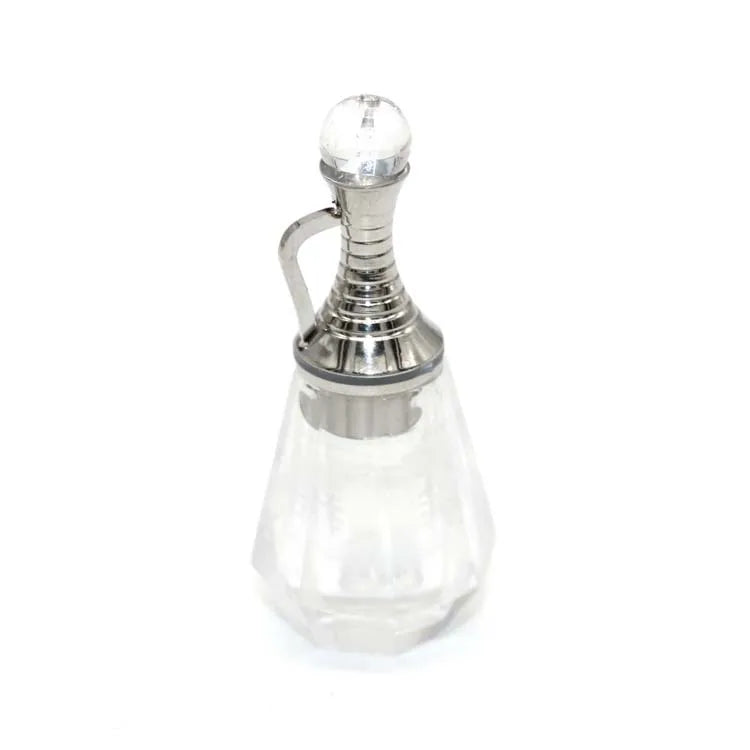 HZ Wholesale Natural Crystal clear Quartz Facet Stainless Steel Silver Kettle-shaped Perfume Essential Oil Bottle Pendant Jewelry
