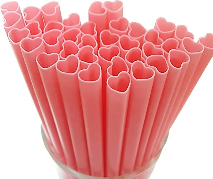Heart-Shaped Pink Disposable Drinking Straws Bachelorette Parties Weddings Bride Be Wedding Supplies Wrapped Pink Plastic Straw