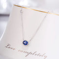 Fine Jewelry 18k Gold Small Oval Shape Natural Blue Sapphire Pendant Necklace