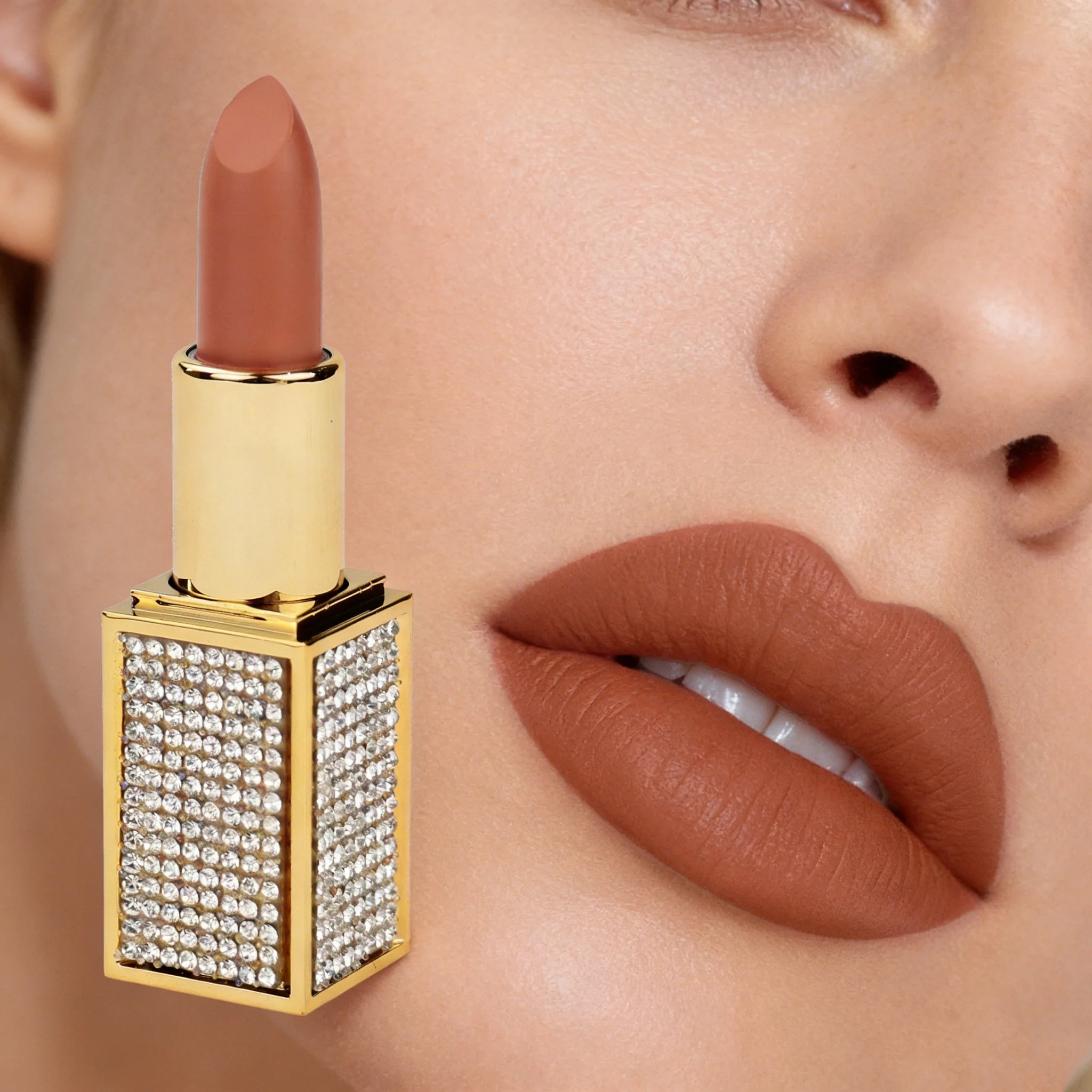 Custom Eco-friendly Square Diamond Tube Lipstick Waterproof Matte Mineral Makeup ODM Supplied with No Logo Labeling