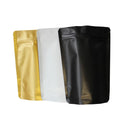 Matte Finish Surface Stand up Pouches Gold/Black/White Zipper Top Instock Aluminum Bag