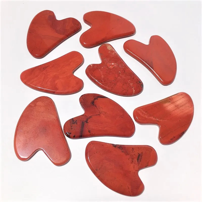 HY Anti-Aging Face Slimming Stone Body Scraping Massage Tool Natural Red Jasper Gua Sha Red guastone