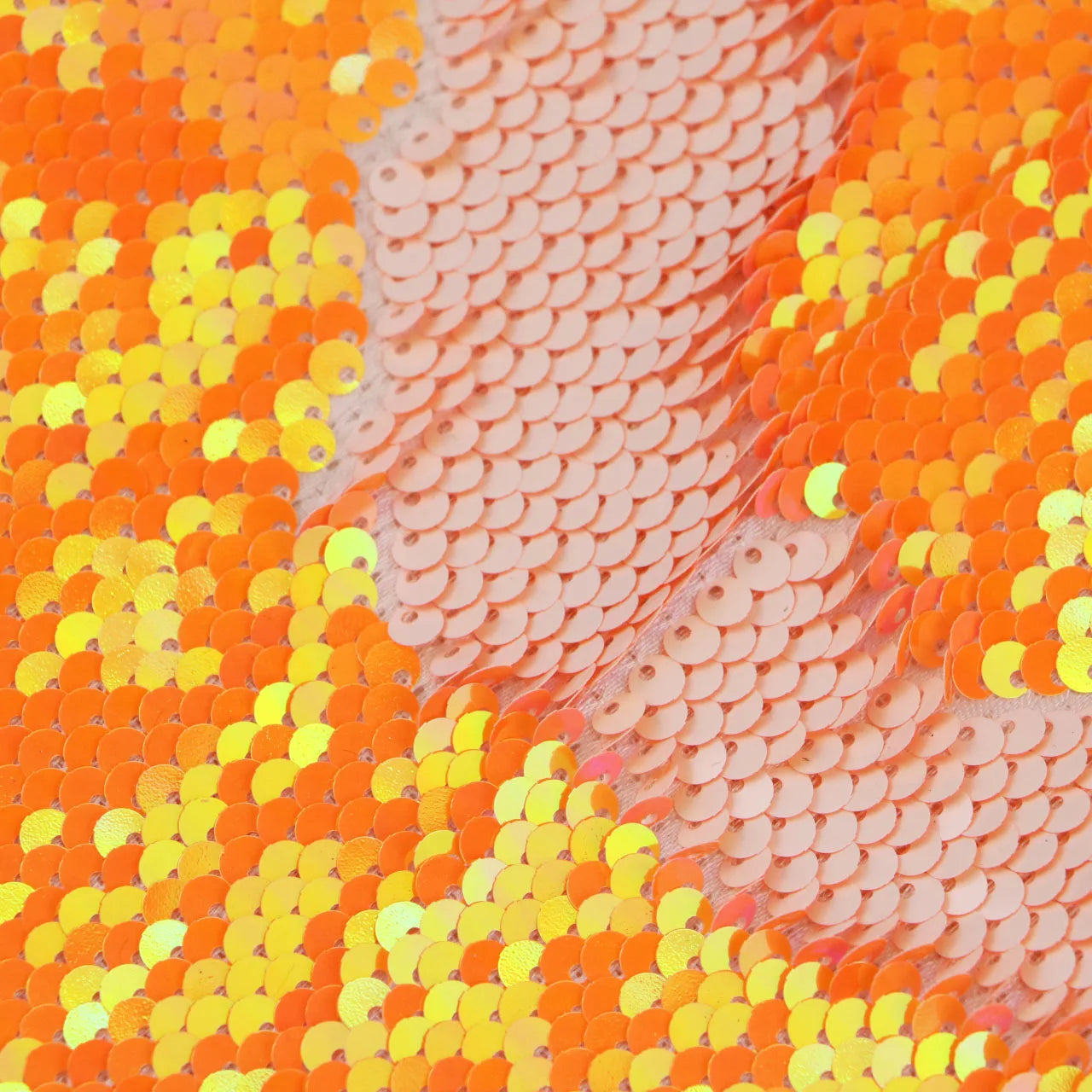 Sold by Meter 5mm Satin Backing Bright Orange Sequin Fabric for Backdrop Decoration