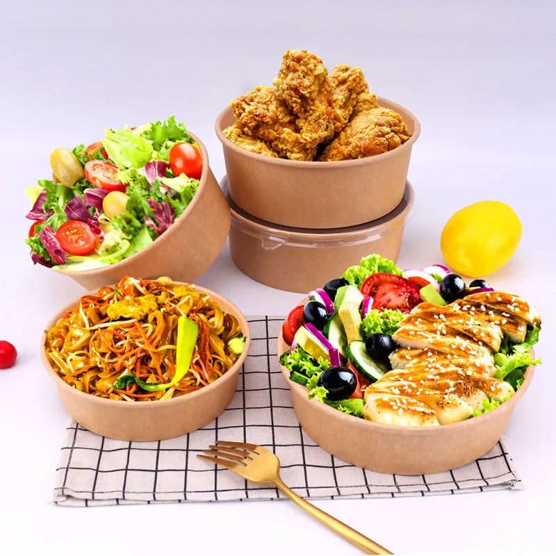Wholesale Disposable PLA Paper Bowl Take Away Fast Food Packaging Box Porridge Soup Bucket Salad Bowl