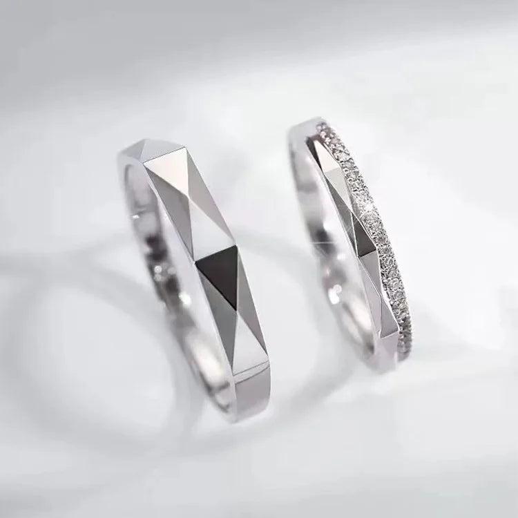 Romantic Opening Wedding Ring Diamond Glossy Couple Rings Adjustable Couple Rings for Men Women Engagement Jewelry