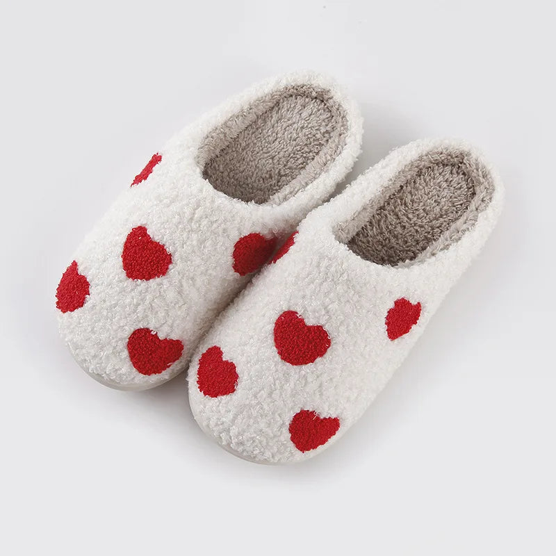 New Home's Cute Cotton Slippers for Couples Men's Women's Warm Winter Shoes Thick Non-Slip TPR Breathable Insole Plush Fur