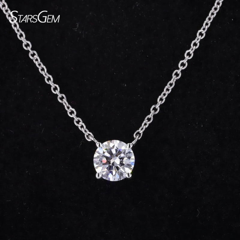 14K White Gold 1ct Lab Grown Diamond Pendant Necklace