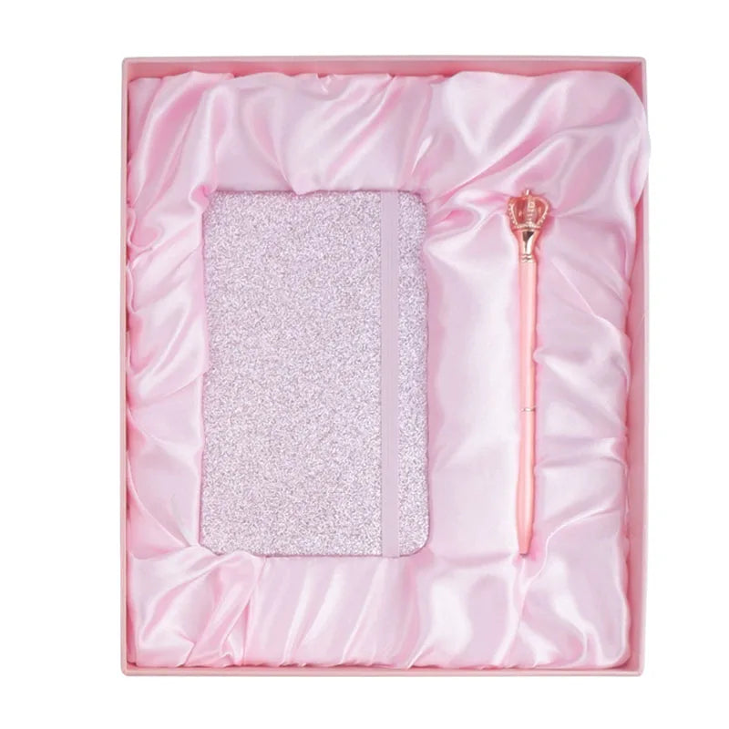 Wholesale Women Shining Small Notebook+Ball Point Gift Items New Year Gift Set Valentines Day Gifts Stationery Office