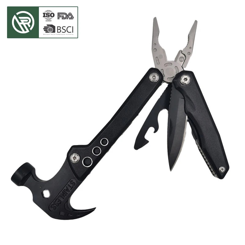 Bochen Multi Functional Folding Pocket Camping Outdoor Tool Set DIY Grade Steel Combination Pliers Hammers Knife Application