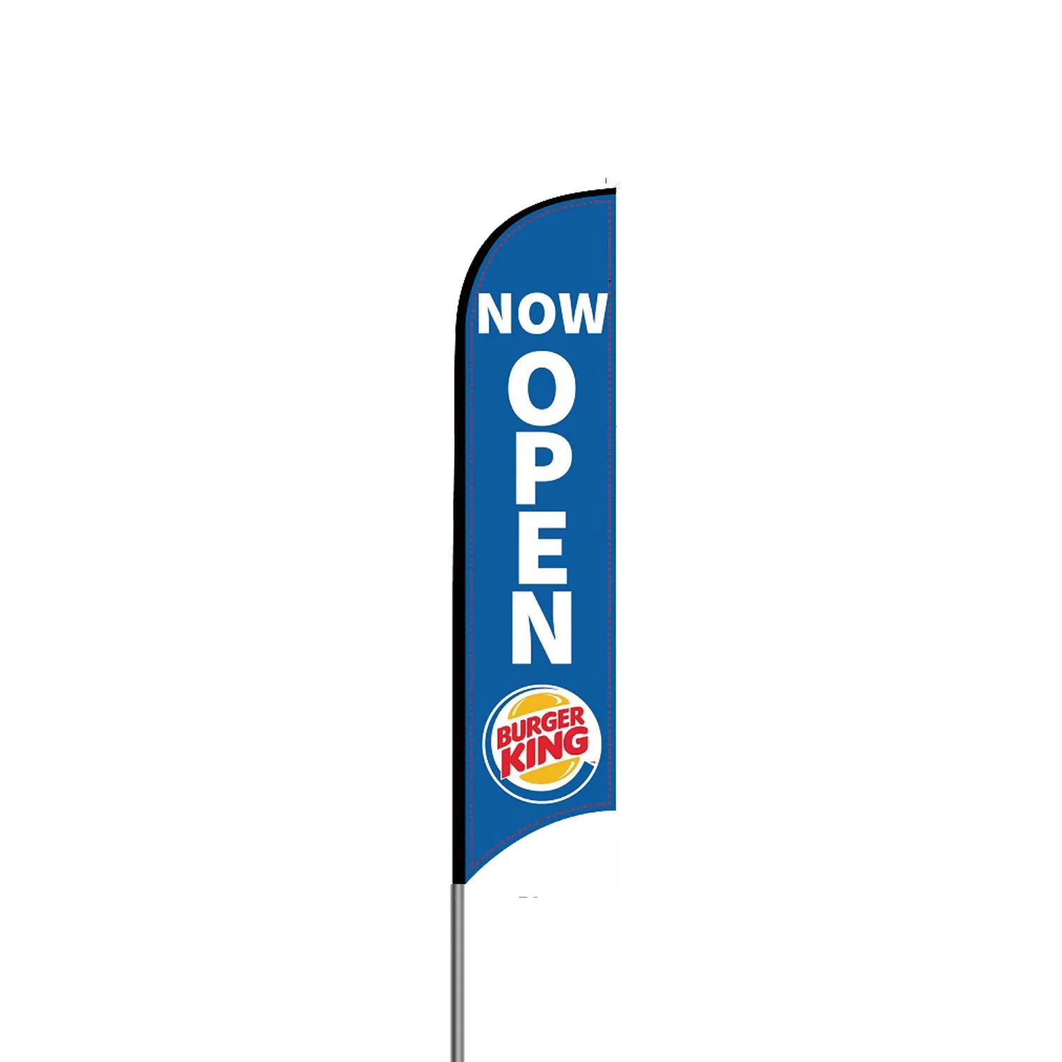 Hot Sale Feather Flag Pole Burger King Blue Now Open Single Sided Feather Flag Includes Flagpole and Mounting Base