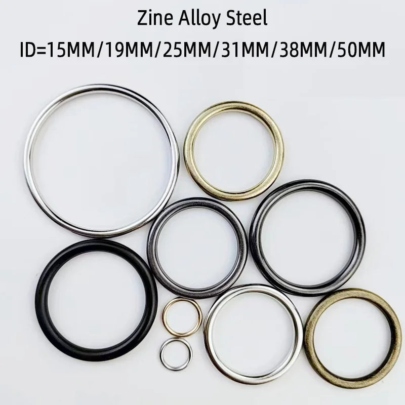 High Quality 15/19/25/31/38/50MM Metal Zinc Alloy Steel O Ring for Handbag Accessories Pet Collar O Ring