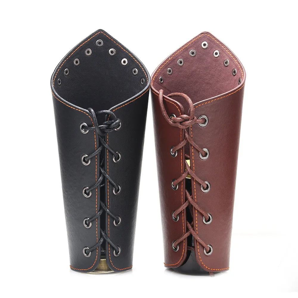 Wholesale Leather Gauntlet Wristband Medieval Bracers Wrist Band Buckle Wide Cuff Arm Bracers for Men