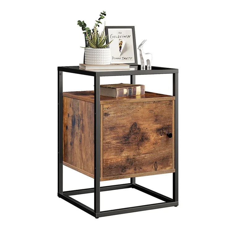 Pedestal Drawer Bed Multi Purpose Retro Corner Stand Table Antique Wooden End Side Table With Drawer