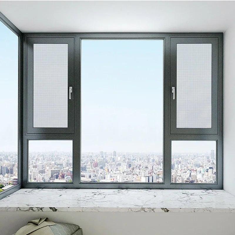 Hurricane Resistant Exterior Aluminum Windows Burglar Proof Windows Double Glazed Casement Windows and Doors
