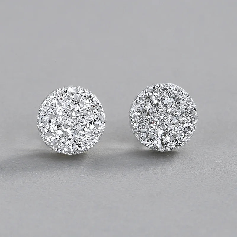 Personalized Multicolor Round Resin Druzy Stone Stud Earrings Shining Crystal Druzy Quartz Stone Earring