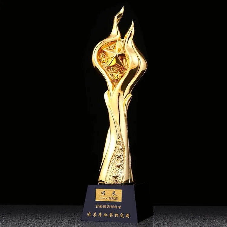 Gold Resin Stars Event Crystal Trophy Award MH-J0446