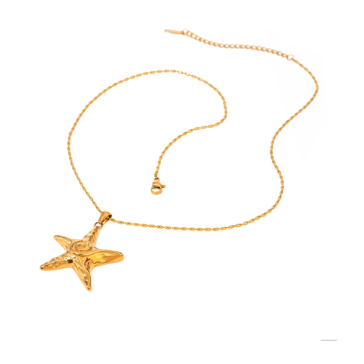 N&S 18K Gold Stainless Steel Starfish Pendant Necklace 45+5cm Vintage Link Chain Nautical Inspired Jewelry for Gift