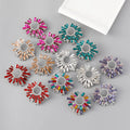 Fashion Crystal Round Bohemian Earrings Women Big Statement Rhinestone Earrings Jewelry for Party Pageant