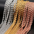 Hip-hop Necklace 3mm Rope Chain Necklace  Real Gold Plated for Women Men Teen