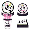 Huancai Panda Theme Party Supplies Paper Plates Cups Napkins Disposable Tableware Set for Kids Happy Birthday Party Decorations
